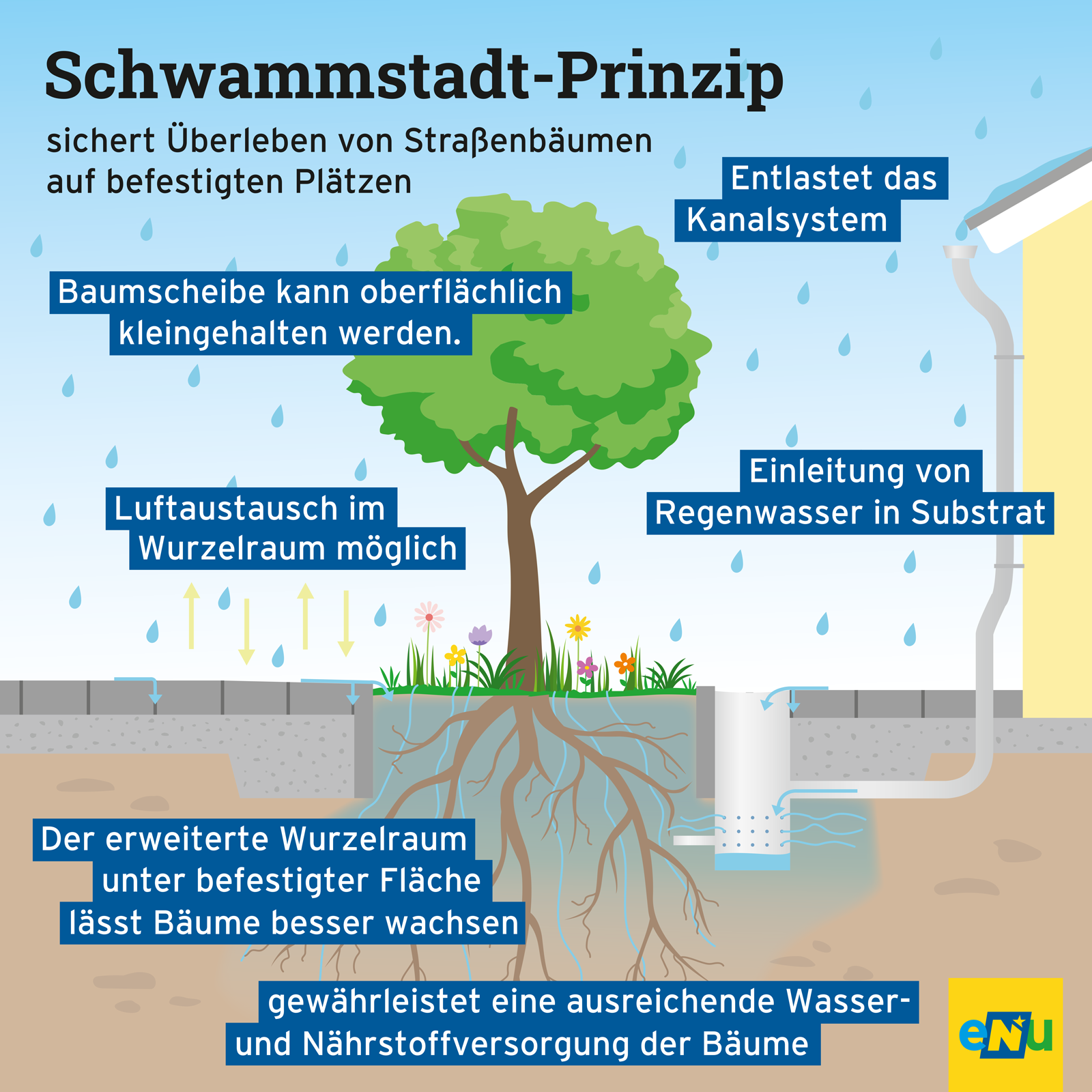 Wenn der Niederschlag vor Ort gespeichert werden kann, bringt das viele Vorteile.