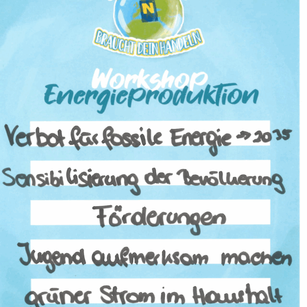 Ergebnisse der 1. NÖ Jugendklimakonferenz zum Thema "Energieproduktion".