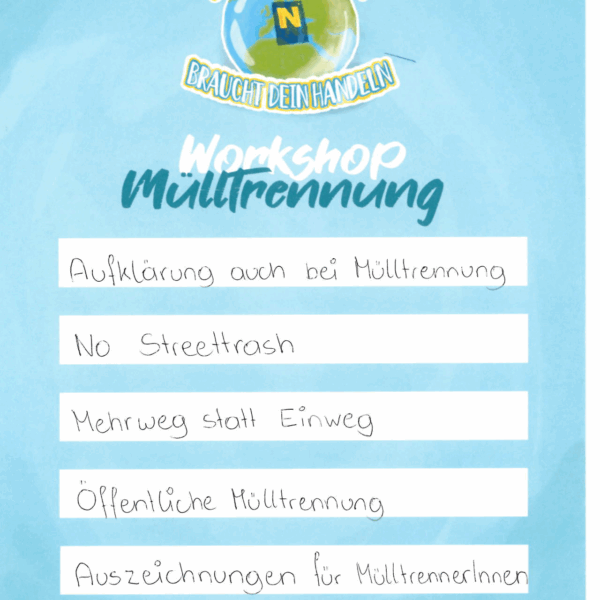 Ergebnisse der 1. NÖ Jugendklimakonferenz zum Thema "Mülltrennung".