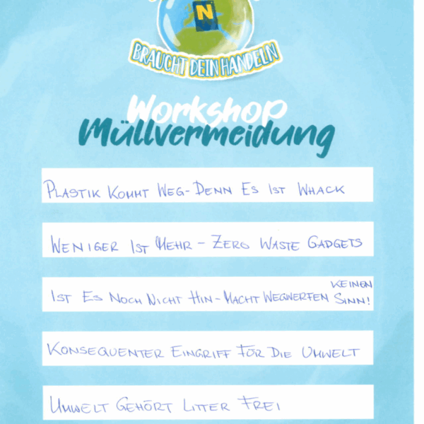 Ergebnisse der 1. NÖ Jugendklimakonferenz zum Thema "Müllvermeidung".