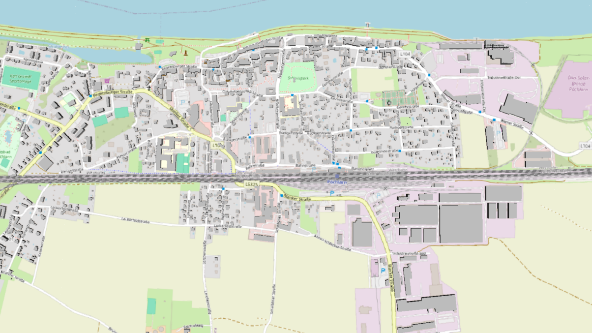GIS-Plan der Stadtgemeinde Pöchlarn mit 3D-Gebäuden