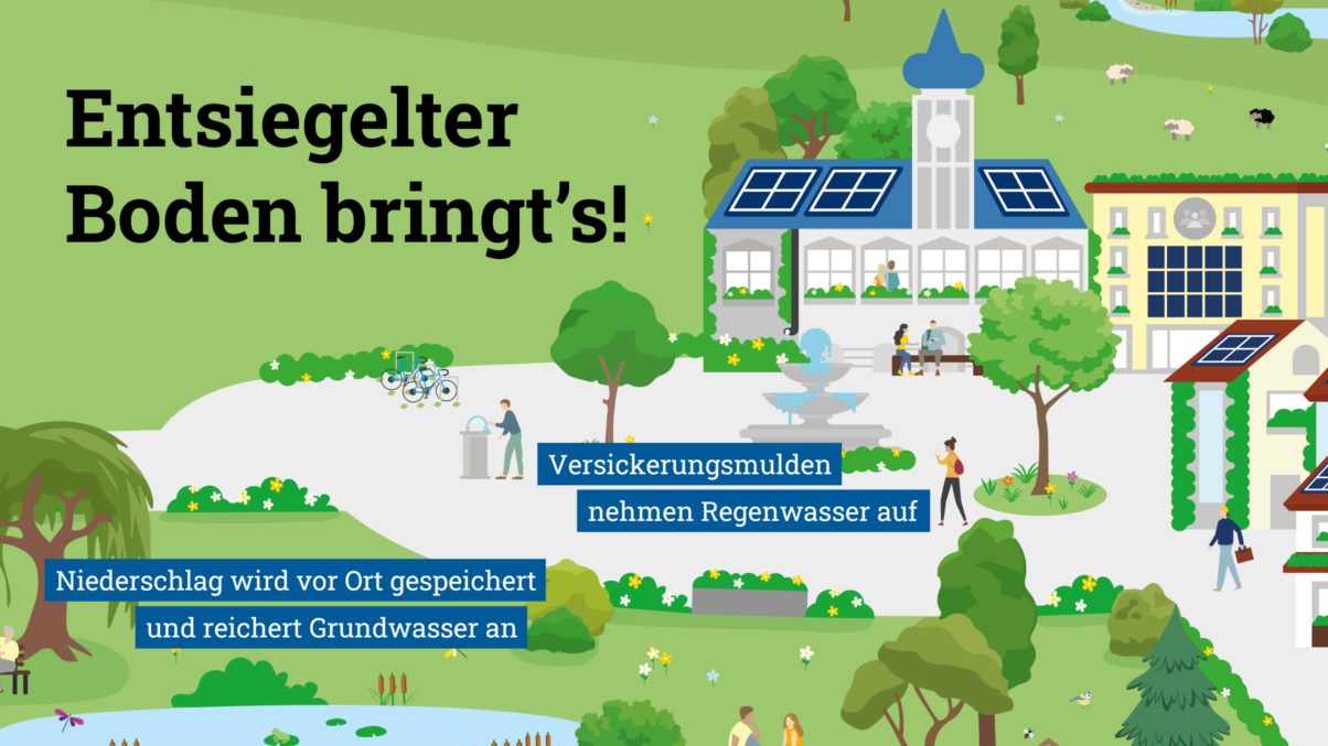 Die Entsiegelung von Flächen ist ein wichtiges Instrument um Niederschlag vor Ort zu speichern und Hitze abzuwehren.